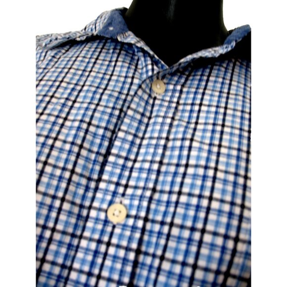 CHAPS Men's Button Front Long Sleeve Blue Plaid Size XXL - Picture 10 of 14